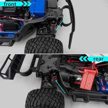 Aluminum Adjustable Progressive Shock for Tra-xxas 1/16 Mini Slash | 4X4 Rally VXL Ford RS200 Short Course Truck Upgrade 4pcs Adjustable Spring Damper Red