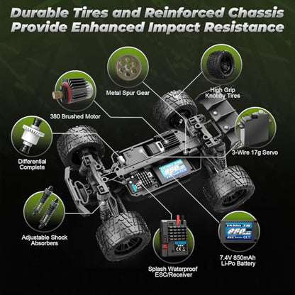HAIBOXING 18872 1:18 RC Car, Remote Control Truck 4WD Off-Road Dune Buggy | 2.4GHz RC Truck 36km/h Speed Splash Waterproof Electronics 4X4 Truck, Dual Li-Po Batteries Hobby Gifts Toys for Kids, Adults - color: Grey