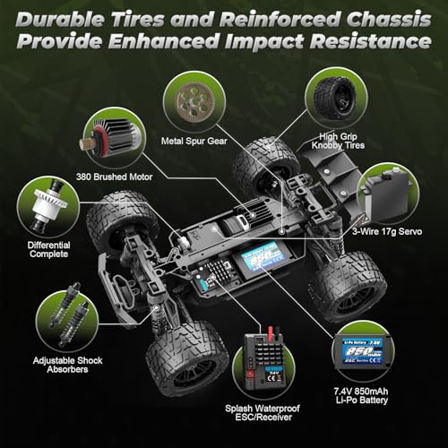 HAIBOXING 18872 1:18 RC Car, Remote Control Truck 4WD Off-Road Dune Buggy | 2.4GHz RC Truck 36km/h Speed Splash Waterproof Electronics 4X4 Truck, Dual Li-Po Batteries Hobby Gifts Toys for Kids, Adults - color: Grey