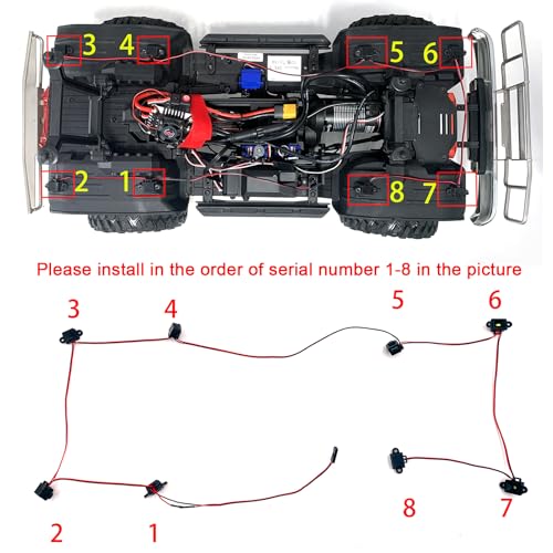 RCHUBAM RC Fender Light LED Rock Chassis Light with 8 Lamp Beads for TRX-4 | 8PCS LED Ligth,RC Upgrade Parts