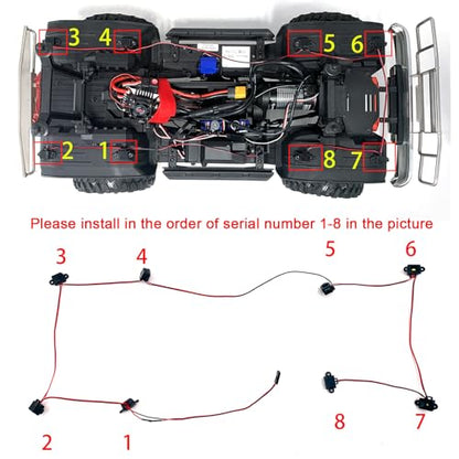 RCHUBAM RC Fender Light LED Rock Chassis Light with 8 Lamp Beads for TRX-4 | 8PCS LED Ligth,RC Upgrade Parts
