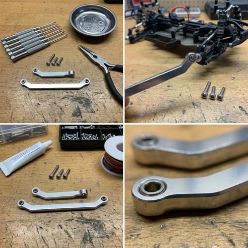 RC Steering Link Aluminum Alloy Steering Rod Linkage Remote Control Truck Replacement CNC Machined Part Suitable for SCX30 Model, Silver - color: Silver