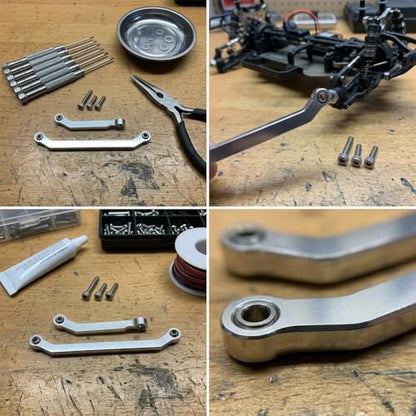 RC Steering Link Aluminum Alloy Steering Rod Linkage Remote Control Truck Replacement CNC Machined Part Suitable for SCX30 Model, Silver - color: Silver