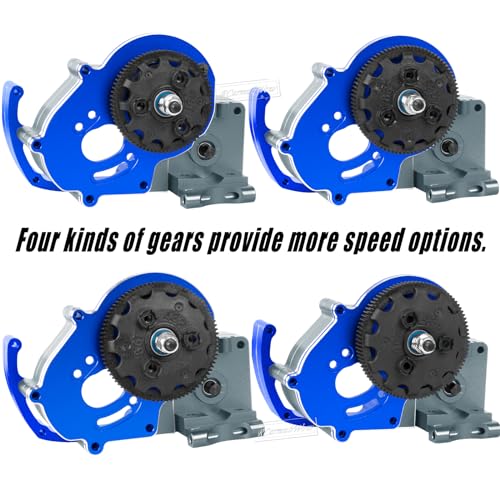 RC Transmission Complete Upgrades Part for 1/10 Slash 2WD(VXL),Rustler 2WD(VXL),Stampede 2WD(VXL),Bandit 2WD(VXL),Alloy Aluminum Gearbox,Replace #3695,Navy Blue &Titanium - color: Navy Blue&titanium(1set)