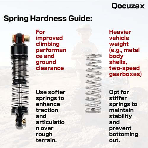 1/24 RC Crawler Shocks Upgrade Kit, 40mm Big Bore Oil Shock Absorber Damper for SCX24 FCX24M, Aluminum Brass Lightweight Replacement Parts