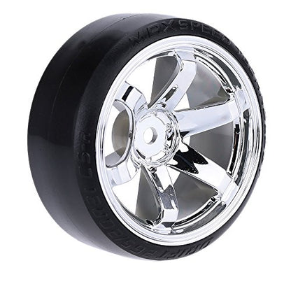 GoolRC 4PCS RC Car Wheels, 1/10 Scale Drift Wheels RC Car Slicks Hard Tyre Replacement for Traxxas HSP Tamiya HPI Kyosho On-Road Drifting Car