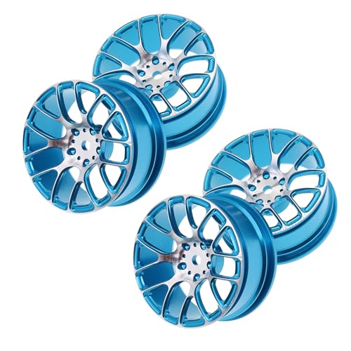 4Pcs Treehobby Metal Wheel Rims 12mm Hex Hubs Width 26mm Compatible with Tamiya TT-01 Kyosho RedCat Sakura D4 XIS HSP 1/10 RC Drift On-Road Racing Touring Car Upgrades Parts(Blue)