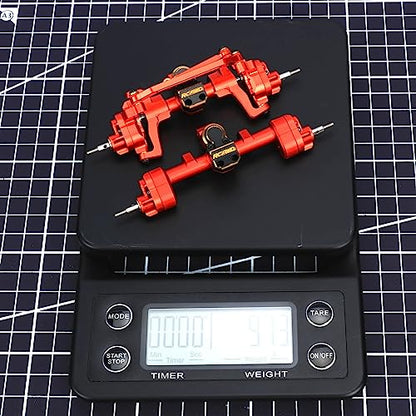 RCAWD All Metal Front Rear Axles with Center Drive Shaft and Diff Gear for 1/24 ECX Barrage Portal Axle RGT FTX Series RC Crawler Upgrades Parts Red - color: Red