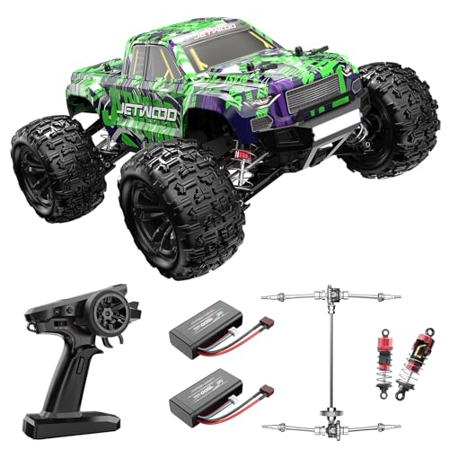 1/16 RC Car for Boys and Adults, 38kph 4WD Ready to Run Hobby RC Truck with 2 Batteries, Off Road Remote Control Monster Truck Gifts for Kids, JC16W