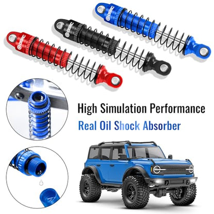 OGRC 60mm Long Travel RC Shock Absorber Oil Damper for TRX4M 1/18 RC Car | Oil-filled, Aluminum, for Traxxas TRX4M Upgrade Parts, Blue - color: Blue