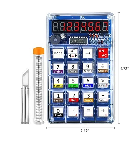 DIY 7-Digit LED Display Electronics Calculator Soldering Practice Kit | Build Electronics STEM Projects for Classroom/Home; Learn to Solder Kit for adults, teens, students, makers and hobbyists. - color: red
