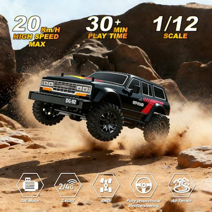 A ALPHA 1/12 Full Proportional Remote Control 4×4 Off Road Truck, Fast RC Car & Monster Truck Toys, High-Speed Model Car, 7.4V Rechargeable Battery All Terrain 4X4 RC Trucks for Adults & Boys Age 14+