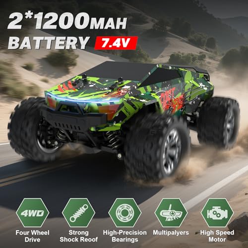 Fast RC Cars for Adult, 1:18 Fast Remote Control Car 40KMH, 2.4GHz High Speed RC Truck 4WD, Waterproof Monster RC Truck with 2 Rechargeable Batteries, Birthday Gifts for for 8+ Year Old Boys Adults
