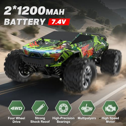 Fast RC Cars for Adult, 1:18 Fast Remote Control Car 40KMH, 2.4GHz High Speed RC Truck 4WD, Waterproof Monster RC Truck with 2 Rechargeable Batteries, Birthday Gifts for for 8+ Year Old Boys Adults