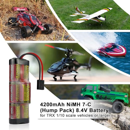 melasta 8.4V 4200mAh Hump NiMH Battery for Traxxas RC Cars | 7-cell rechargeable pack. Compatible with RC trucks, boats, and tanks. Long runtime and stable output for hobby racing.