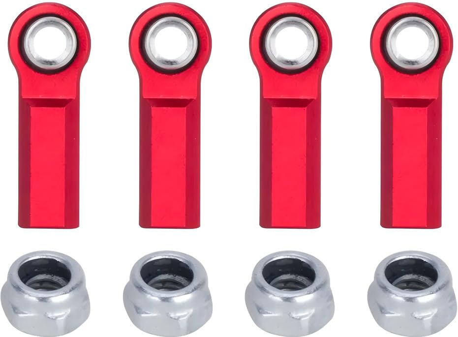 1/10 RC Crawler Rod Ends,4pcs M4 Aluminum Chassis Link Steering Rod Straight Rod Ends/Bend Rod Ends for 1/10 RC Crawler SCX10 TRX4 Capra VS4-10 Wraith ((Straight 7mm Red)) - color: (Straight 7mm Red)