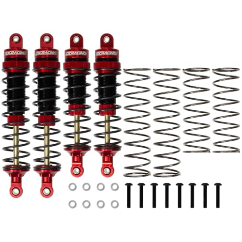 RC Car Oil Shocks Front & Rear Shock Absorber Damper Set for 1/10 TRX Slash 2WD / Hoss/Rustler 4X4 VXL/Slash 4X4 / Bandit/Ford/Stampede Replacement Parts #5862 (Red) - color: Red
