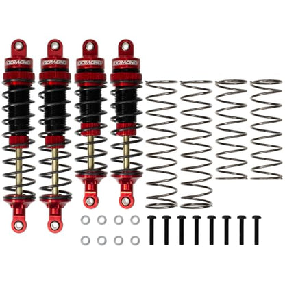 RC Car Oil Shocks Front & Rear Shock Absorber Damper Set for 1/10 TRX Slash 2WD / Hoss/Rustler 4X4 VXL/Slash 4X4 / Bandit/Ford/Stampede Replacement Parts #5862 (Red) - color: Red