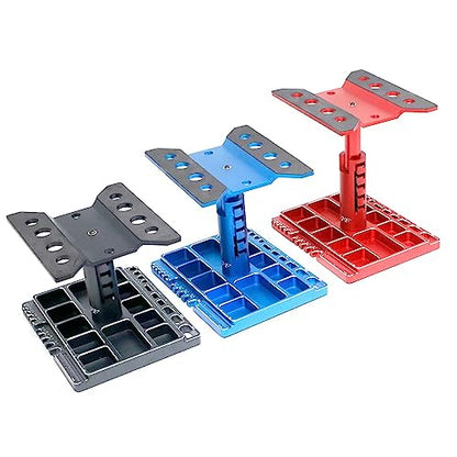 Alloy Multifunctional RC Car Stand RC Work Stand RC Repair Stand 360°Switch Rotation 5 Levels Height Lift or Lower with Screw Base for 1/8 1/10 1/12 1/16 1/18 RC Car Truck Crawler(Red)