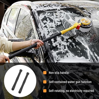 Ziciner Rotating Car Wash Brush, Automatically Foams Auto Wash Brush with Long Handle, High Pressure Washer Gun and Hose Nozzle Car Wash Kit for Cars, Yards, Gardens, Pets