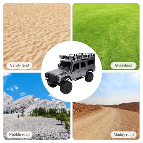 1/18 Scales Remote Control Truck, MN-111 Remote Control Crawler with LED Lights, 2.4GHz Four Wheel Drive Rechargeable Climbing RC Truck for Teens Adults (Silver Grey) - color: Silver Grey