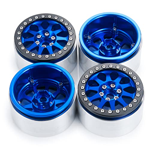 Benedict Harry 2.2" Aluminum Beadlock Wheel Rims for 1/10 RC Axial SCX10 Wraith 90048 90018 RR10 TRX4 Crawler car(Blue) - color: Blue