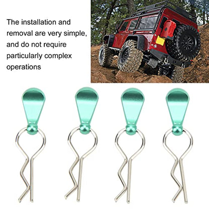 4Pcs RC Car Body Clips with Pull Tabs, Stainless Steel Universal Car Clips for 1 8 1 10 Remote Control Car Upgrade Parts (Green) - color: Green