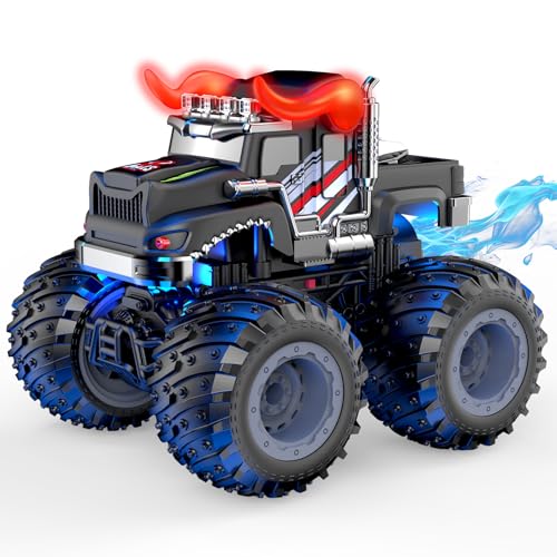 AUUGUU Remote Control Car, 2.4GHz Monster Trucks Toys with Light Spray, Birthday Gift for Kids 3 4 5 6 7 8, All Terrain RC Cars, Toddler Toys for Boys Girls 3+ Year Old (Bull) - style: Bull