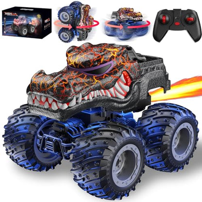 Remote Control Monster Car, 2.4GHz RC Crocodile Monster Truck Toys for 3 4 5 6 7 8 Years Old Boys Kids, All Terrain RC Truck Off Road with Spray, Light, Rechargeable Battery, Christmas Birthday Gifts - style: Crocodile