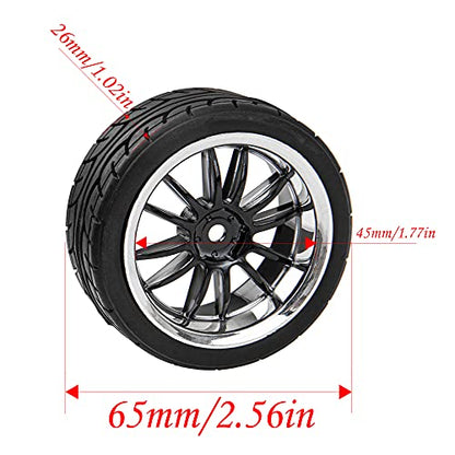 12-Spoke 12mm Hex Hub Wheel Rims & Rubber Tires Compatible with HSP Tamiya HPI Kyosho 1/10 On-Road Touring Car WLtoys 1/14 144001 Traxxas 1/16 Slash RC 1/18 A959B Buggy