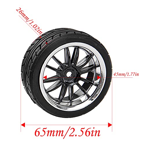12-Spoke 12mm Hex Hub Wheel Rims & Rubber Tires Compatible with HSP Tamiya HPI Kyosho 1/10 On-Road Touring Car WLtoys 1/14 144001 Traxxas 1/16 Slash RC 1/18 A959B Buggy