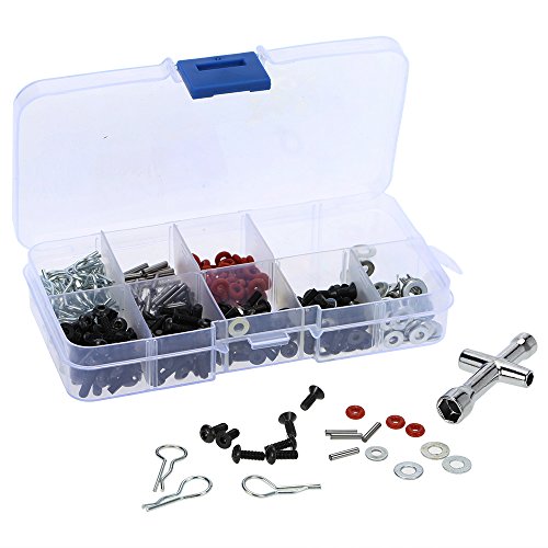 Aoresac 270Pc Machine Screws Set, Metal Material Fasteners Kit with Handy Reusable Plastic Container, Various Sizes Wrench for 1/10 HSP RC Car Tool