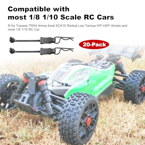 RC Body Clips with Pull Tabs for Traxass TRX4 Arrma Axial SCX10 Redcat HSP Himoto 1/8 1/10 RC Car Shell, 20-Pack (Black)