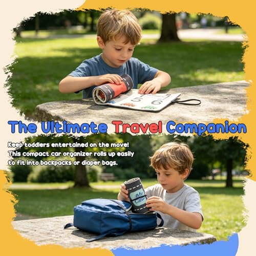 Car Storage Roll for Kids, Compatible with Matchbox & Hot Wheels 1:64 | Playmat, DIY Name, Travel Toy Compatible with Hot Wheels & Matchbox, Toddler Quiet Play Activity Mat for Airplane
