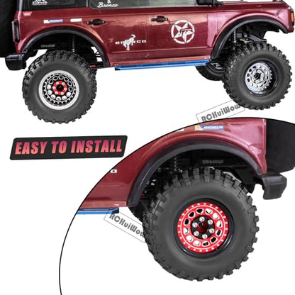 RC Wide 1.57'' (40mm) 2.2 Beadlock Wheels for SCX10 Capra Wraith Ryft / TRX4 AMG 6x6 / Gen8 Everest Gen 7 Pro,Adjustable 4 Offsets Rims,4Pack,Red w/Black - color: Red W/ Black(4pcs)