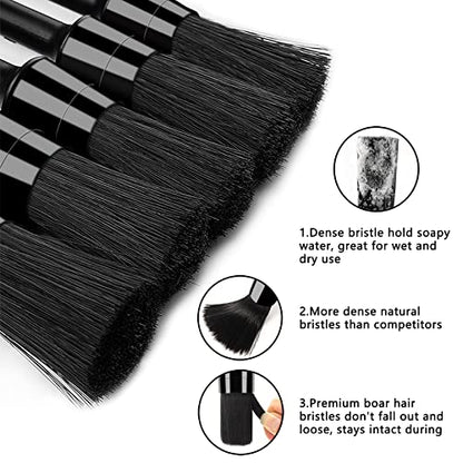 HMPLL 9pcs Auto Car Detailing Brush Set Car Interior Cleaning Kit | Includes 5 Soft Detail Brush, 3 Wire Brush & 1 Vent Cleaning Brush for Cleaning Interior, Dashboard, Engines, Leather, Wheel - color: black