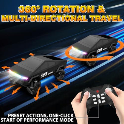1/28 Gesture Sensing RC Stunt Car for 6-12+ Boys Girls, Seven Light Modes Cool RC Cars & 1/18 Remote Control School Bus Toy for Kids, 2.4GHz All Terrain RC Car with LED Lights & Sound