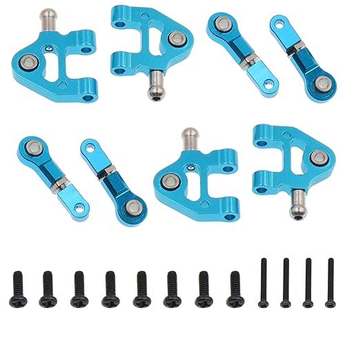 Aluminum Alloy Steering Knuckles Kit A-Arms Suspension Arm Rear Link Rod Shocks & Dogbones(CVD) Upgrade Parts Compatible with WLtoys K969 K979 K989 K999 P929 P939 284131 1/28 RC Car(Blue) - color: Blue