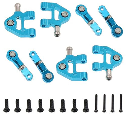 Aluminum Alloy Steering Knuckles Kit A-Arms Suspension Arm Rear Link Rod Shocks & Dogbones(CVD) Upgrade Parts Compatible with WLtoys K969 K979 K989 K999 P929 P939 284131 1/28 RC Car(Blue) - color: Blue