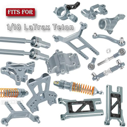 RC Upgrades Part for 1/18 LaTrax Teton,Chassis,A Arms,Drive Shaft Axles,Caster Block,Steering Blocks,Rear Stub Axle Carriers,Links,Differential Housing,Shocks,Shock Tower,Body Mounts,Titanium - color: (Titanium)