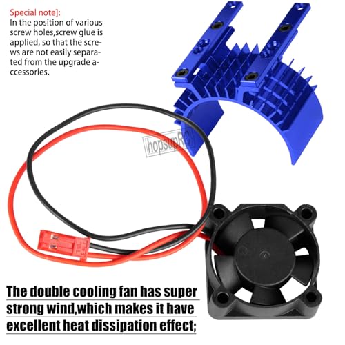 VXL-3s High Velocity Fan Heatsink Set Upgrades Part for 1/10 Slash/Rustler/Stampede VXL 4X4 2WD, ESC Motor Cooling Fan Hops Up,Navy Blue - color: Navy Blue/(for 2wd 4wd)