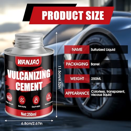 250ML Rubber Cement Tire Repair Strong Adhesion Waterproof | Rubber Cement Glue With Brush Fast Curing Easy to Use and Flexible Repair for Automotive Industrial Home Repairs