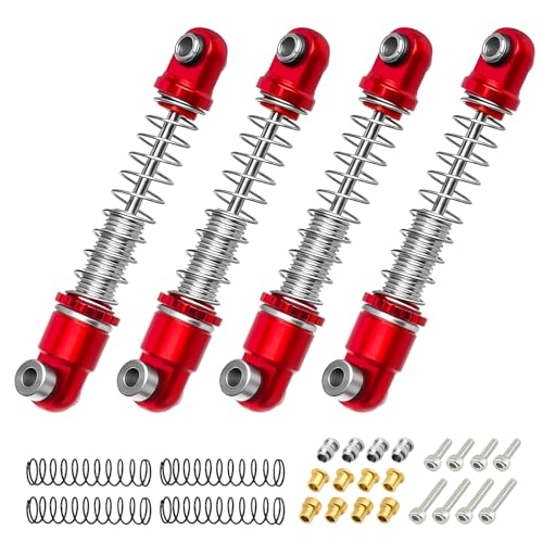 25mm Aluminum RC Shock Absorber Set, 4PCS CNC Threaded Suspension Upgrade, Replacement for 1/30 Axial SCX30 Crawler Car Ford Bronco, Jeep Wrangler, Chevrolet K10, Red - color: Red