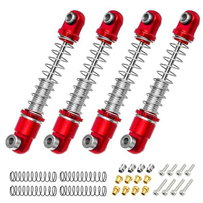 25mm Aluminum RC Shock Absorber Set, 4PCS CNC Threaded Suspension Upgrade, Replacement for 1/30 Axial SCX30 Crawler Car Ford Bronco, Jeep Wrangler, Chevrolet K10, Red - color: Red