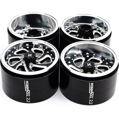 2.2 Beadlock Wheels Wide 40mm Adjustable Offset Rims for 1/10 RC Mud Crawler SCX10 Capra TRX4 Gen8 Everest gen 7 Pro Upgrades, HS701600 - color: Silver & Black