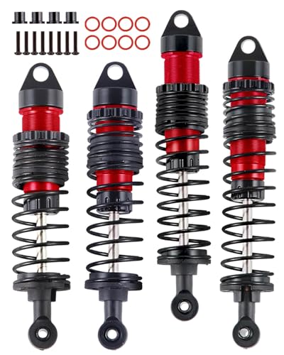 Front Rear Assembled Full Metal Shocks Upgrades Part for 1/10 Slash/Stampede/Rustler/Bandit VXL 4X4 2WD,Full Aluminum Big Bore RC Shocks Absorber Damper,4PCS Red - color: 4pcs/red