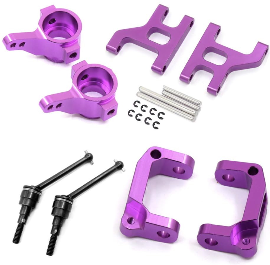 Front Lower Suspension Arm Hub Carrier Base C/Steering Cup/Metal Drive Shaft for 1/10 Tamiya CC01 TA02 TA03 4WD Buggy RC Car OP(Full Set Purple) - color: Full Set Purple