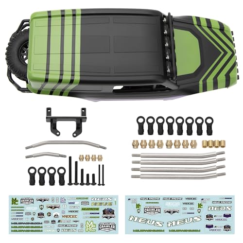 MEUS Racing MB18 TRX4M Body & Chassis Kit for Traxxas TRX4M Defender Bronco K10 F150 High Trail 1/18 RC Crawler Upgrades Parts (Green&Purple) - color: Green&purple