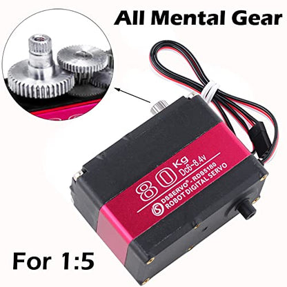 RDS5180 80kg Digital Metal Robotic Servo Motor High Torque Double-Shaft Robot Servo Arm Waterproof IP66 with U Metal Brackets for RC Car DIY Robot (270°) - size: 80KG 270°