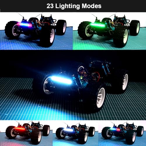 RC LED Light Bar Roof Lamp Headlight Tail Light Kit Bumper Compatible with Traxxas RC Car Truck Crawler Tamiya Losi HPI Rustler Axial Police (100mm 1 Bar) - style: 100mm 1 Bar